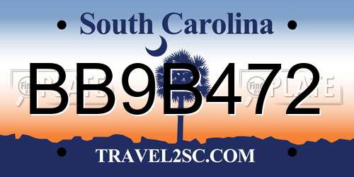 BB9B472 South Carolina License Plate