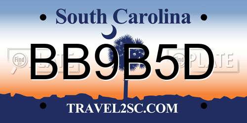 BB9B5D South Carolina License Plate