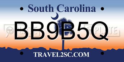 BB9B5Q South Carolina License Plate