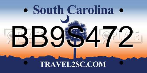 BB9S472 South Carolina License Plate