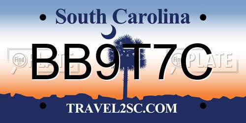 BB9T7C South Carolina License Plate