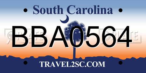BBA0564 South Carolina License Plate