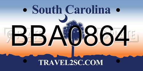 BBA0864 South Carolina License Plate