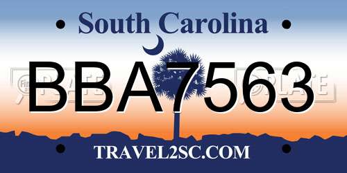 BBA7563 South Carolina License Plate