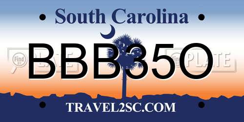 BBB35O South Carolina License Plate