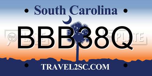 BBB38Q South Carolina License Plate