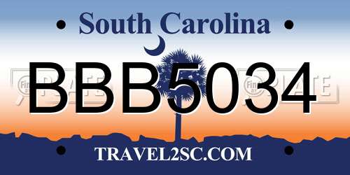 BBB5034 South Carolina License Plate