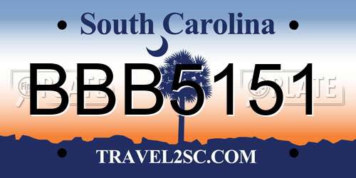 BBB5151 South Carolina License Plate