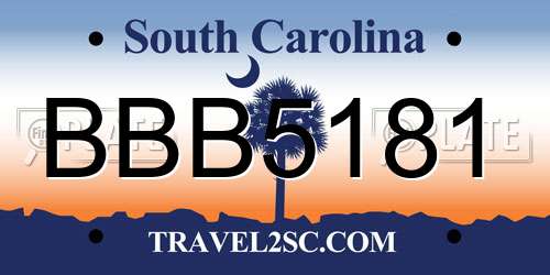 BBB5181 South Carolina License Plate