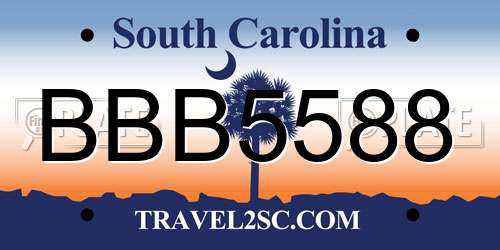 BBB5588 South Carolina License Plate