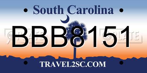 BBB8151 South Carolina License Plate