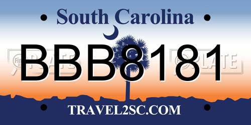 BBB8181 South Carolina License Plate
