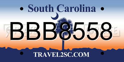 BBB8558 South Carolina License Plate