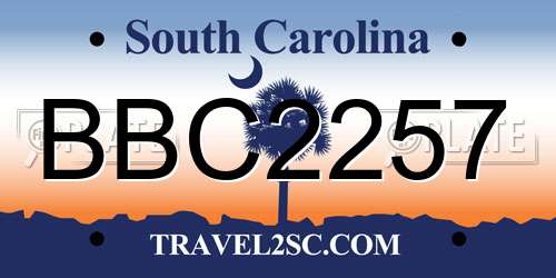 BBC2257 South Carolina License Plate