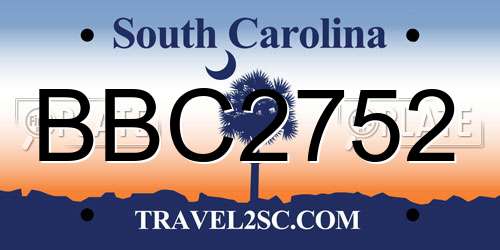 BBC2752 South Carolina License Plate