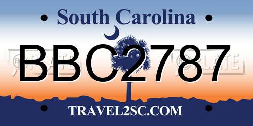 BBC2787 South Carolina License Plate