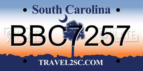 BBC7257 South Carolina License Plate