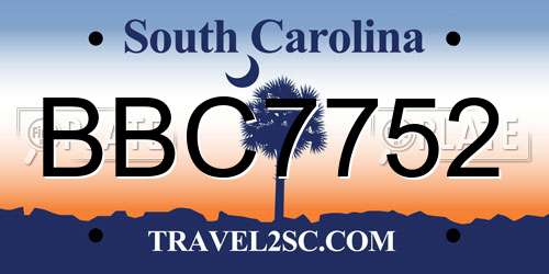 BBC7752 South Carolina License Plate