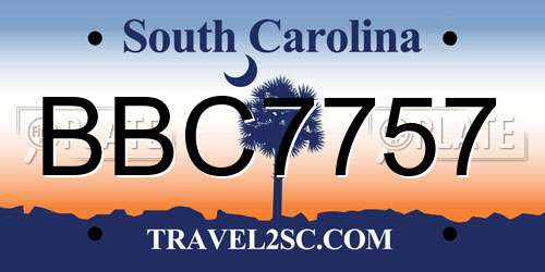 BBC7757 South Carolina License Plate