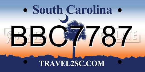BBC7787 South Carolina License Plate