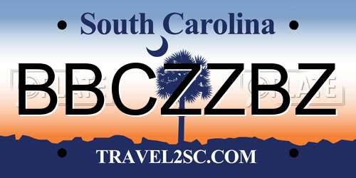 BBCZZBZ South Carolina License Plate