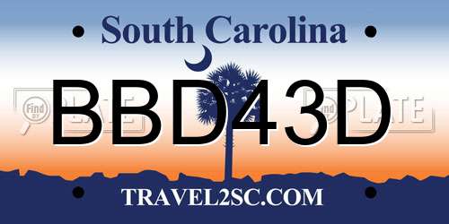 BBD43D South Carolina License Plate