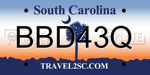 BBD43Q South Carolina License Plate