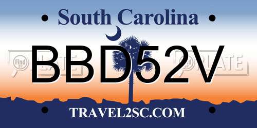 BBD52V South Carolina License Plate