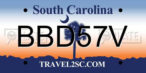 BBD57V South Carolina License Plate