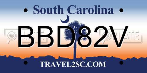 BBD82V South Carolina License Plate