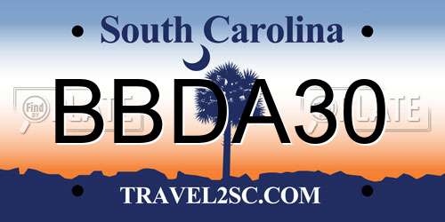 BBDA30 South Carolina License Plate