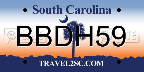 BBDH59 South Carolina License Plate