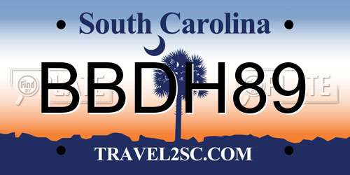 BBDH89 South Carolina License Plate