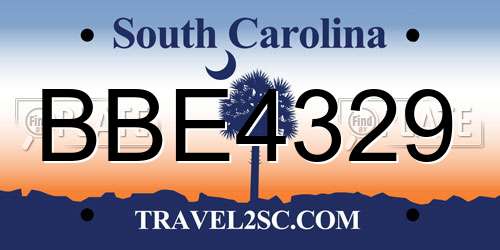 BBE4329 South Carolina License Plate