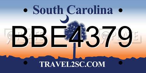 BBE4379 South Carolina License Plate