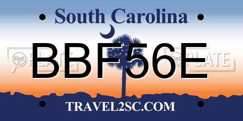 BBF56E South Carolina License Plate