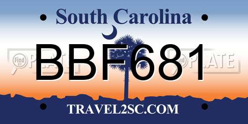 BBF681 South Carolina License Plate