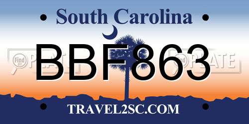 BBF863 South Carolina License Plate