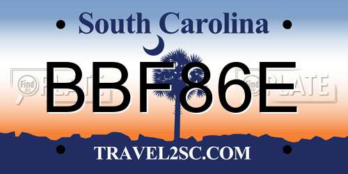 BBF86E South Carolina License Plate