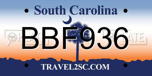 BBF936 South Carolina License Plate