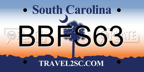 BBFS63 South Carolina License Plate