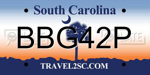 BBG42P South Carolina License Plate
