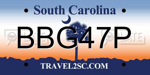 BBG47P South Carolina License Plate