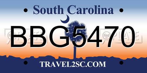 BBG5470 South Carolina License Plate