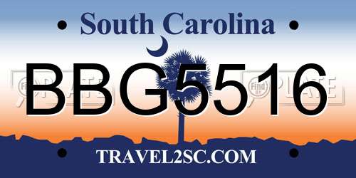 BBG5516 South Carolina License Plate