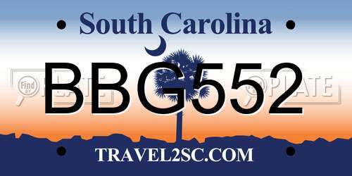 BBG552 South Carolina License Plate