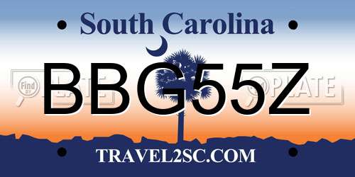 BBG55Z South Carolina License Plate