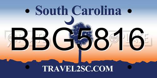 BBG5816 South Carolina License Plate