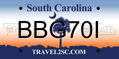 BBG70I South Carolina License Plate