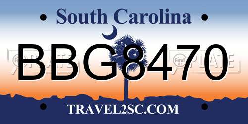BBG8470 South Carolina License Plate